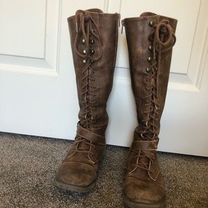 Knee high combat boots